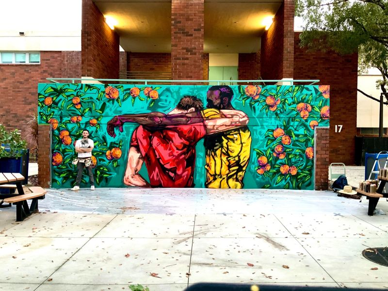 Brotherhood realism mural in Atlanta Georgia sponsored by No Kid Hungry